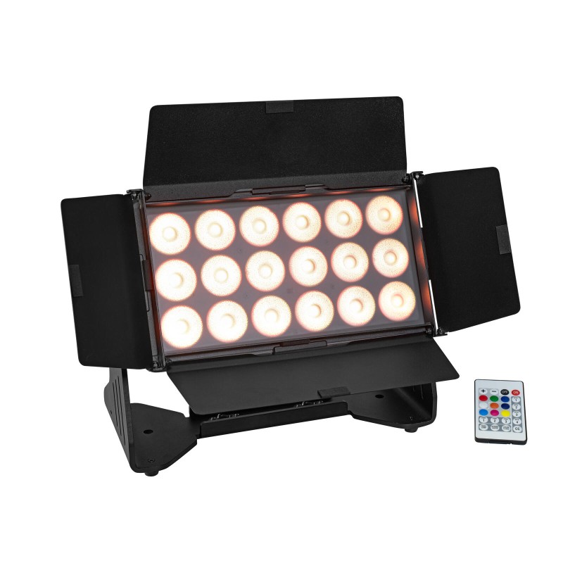 Set 4 Proiectoare LED AKKU Multiflood IP 18x10W RGBW Wash CRMX + cutie cu roti EUROLITE 20001034