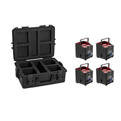 Set 4 Proiectoare LED cu acumulator AKKU UP-4 QCL Spot QuickDMX MK2 + cutie plastic EUROLITE 20001038