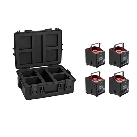 Set 4 Proiectoare LED cu acumulator AKKU UP-4 QCL Spot QuickDMX MK2 + cutie plastic EUROLITE 20001038