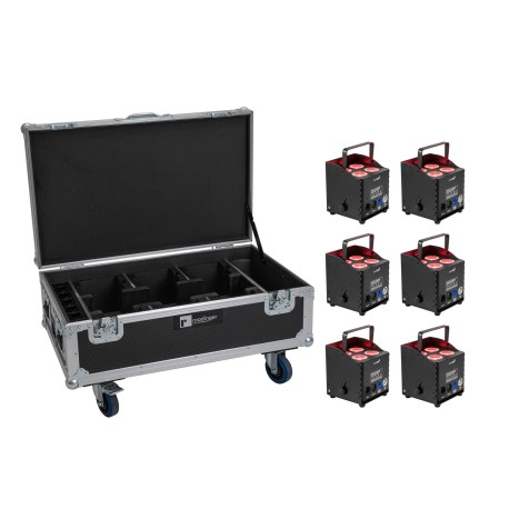 Set 6 Proiectoare LED AKKU UP-4 QCL Spot QuickDMX MK2 + cutie incarcare cu roti EUROLITE 20001039