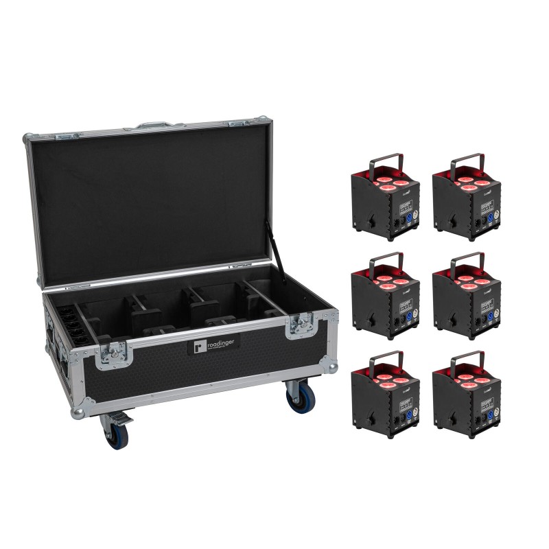 Set 6 Proiectoare LED AKKU UP-4 QCL Spot QuickDMX MK2 + cutie incarcare cu roti EUROLITE 20001039