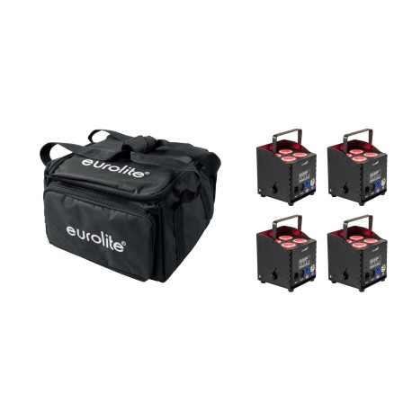 Set 4 Proiectoare LED AKKU UP-4 QCL Spot QuickDMX MK2 + soft-bag EUROLITE 20001041