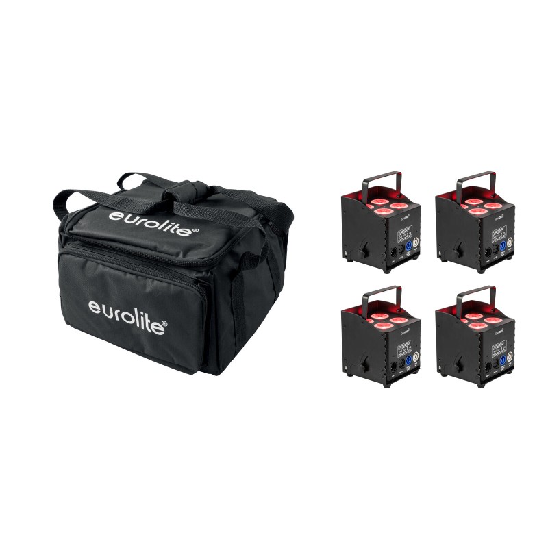 Set 4 Proiectoare LED AKKU UP-4 QCL Spot QuickDMX MK2 + soft-bag EUROLITE 20001041