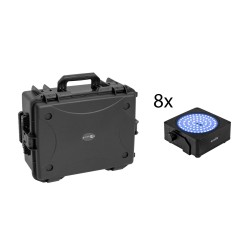 Set 8 Proiectoare LED AKKU IP Flat Light SMD + carcasa plastic carucior EUROLITE 20001046