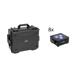 Set 8 Reflectoare LED AKKU IP Flat Light 3 + carcasa plastic carucior EUROLITE 20001048