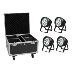 Set 4 Proiectoare LED de exterior weatherproof LED IP PAR 14x8W QCL + cutie transport EUROLITE 20001050