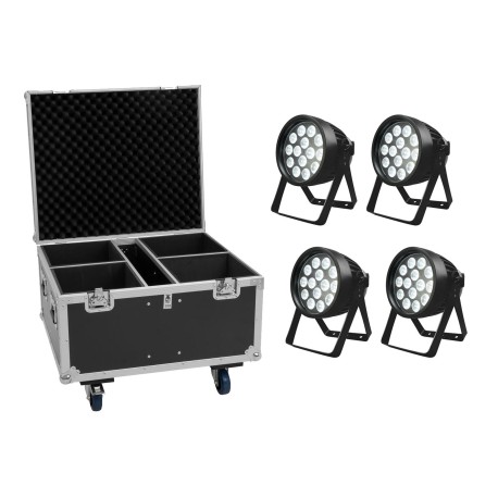 Set 4 Proiectoare LED de exterior weatherproof LED IP PAR 14x10W QCL + cutie transport EUROLITE 20001051