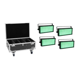 Set 4 Stroboscoape LED SMD PRO 864 DMX RGB + cutie cu roti EUROLITE 20001054