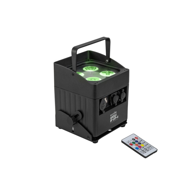 Set 4 Proiectoare LED AKKU IP UP-4 QCL Spot QuickDMX MK2 + cutie incarcare cu roti EUROLITE 20001057