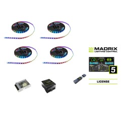 Set 4 Benzi LED Pixel 150 5m RGB 12V + sursa alimentare + Software Madrix EUROLITE 20001059