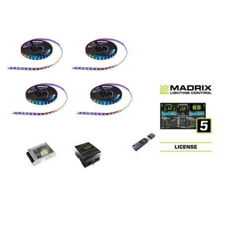 Set 4 Benzi LED Pixel 150 5m RGB 12V + sursa alimentare + Software Madrix EUROLITE 20001059