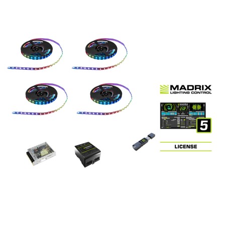 Set 4 Benzi LED Pixel 150 5m RGB 12V + sursa alimentare + Software Madrix EUROLITE 20001059
