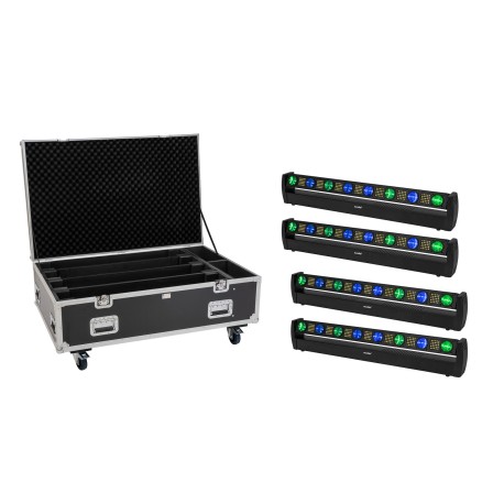 Set 4 Bare LED BAR-8 SWING QCL + cutie cu roti EUROLITE 20001065