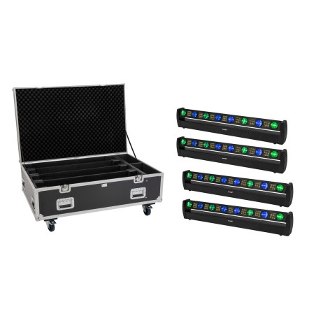 Set 4 Bare LED BAR-8 SWING QCL + cutie cu roti EUROLITE 20001065