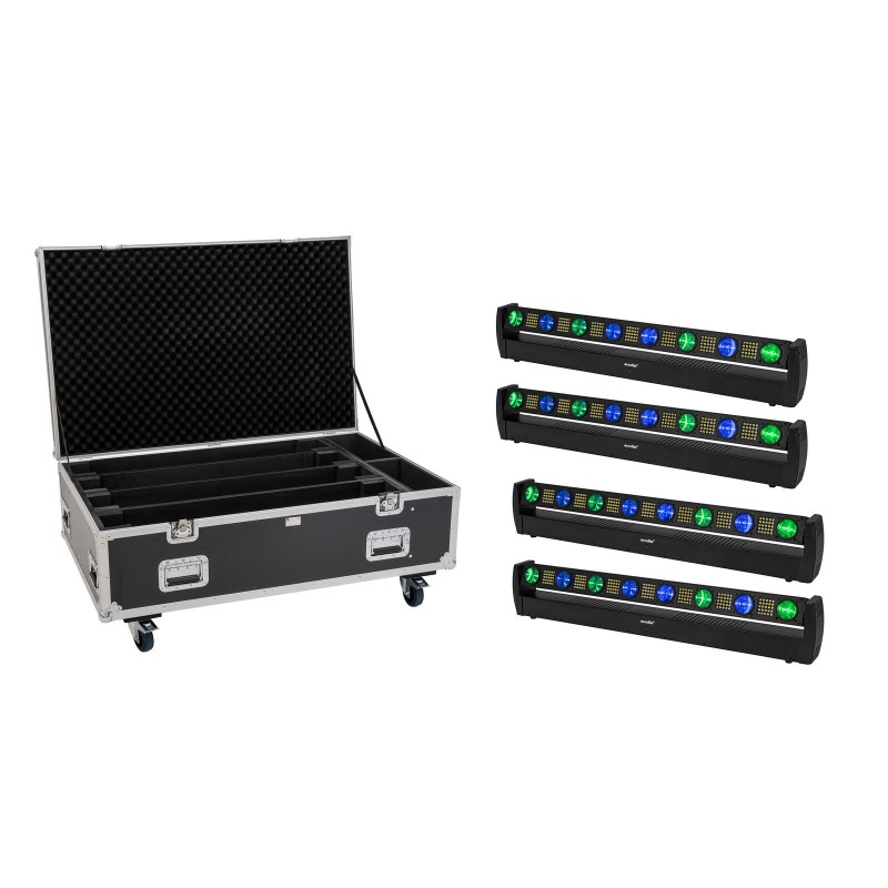 Set 4 Bare LED BAR-8 SWING QCL + cutie cu roti EUROLITE 20001065