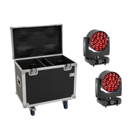 Set 2x Moving Head LED TMH-H380 beam/wash/flower + cutie cu roti EUROLITE 20001066