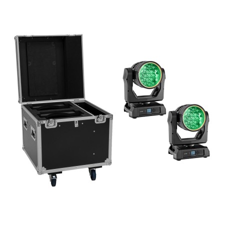 Set 2x Moving Head LED IP TMH-W285 Hypno Wash + cutie cu roti EUROLITE 20001069