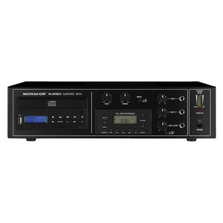 Amplificator-CD player 100V Monacor PA-890RCD