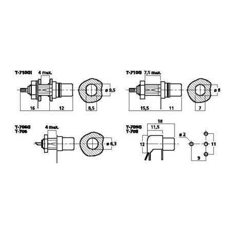 Set 2 conectori RCA chassis Jacks Monacor T-710GI