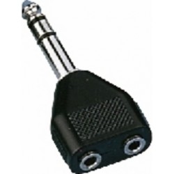 Adaptor Jack 6.3 tata stereo - 2 x Jack 3.5 mama stereo Monacor NTA-196