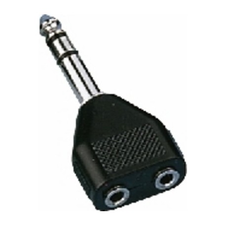 Adaptor Jack 6.3 tata stereo - 2 x Jack 3.5 mama stereo Monacor NTA-196