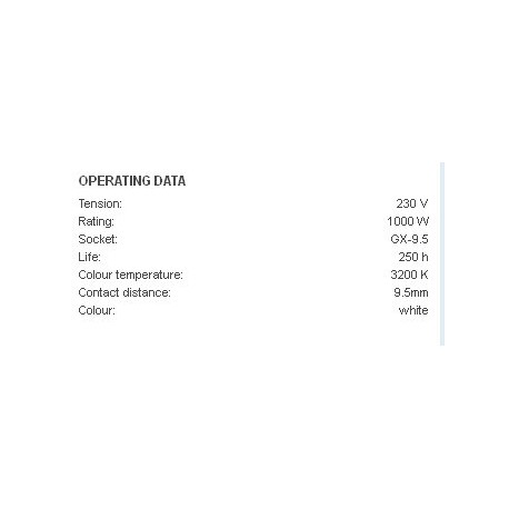 Bec pentru soclu GX-9.5, Omnilux 230V/1000W GX-9.5 250h 3200K (88344005)
