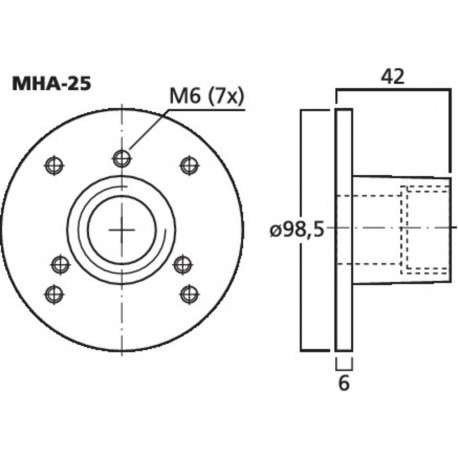 Adaptor pentru hornuri si drivere cu filet interior Monacor MHA-25
