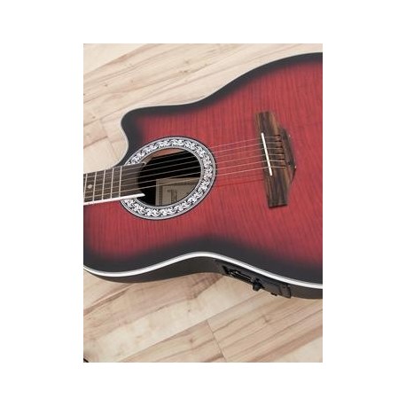 Chitara acustica roundback decupata, cu pick-up piezo, rosie, Dimavery RB-300RD