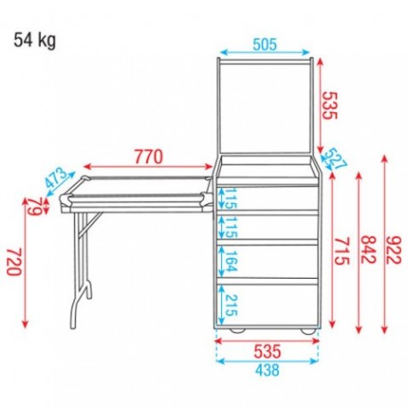 Case cu sertare 12HE si masa de lucru DAP Audio