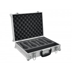 Flightcase argintiu pentru 7 microfoane, Roadinger 30109905