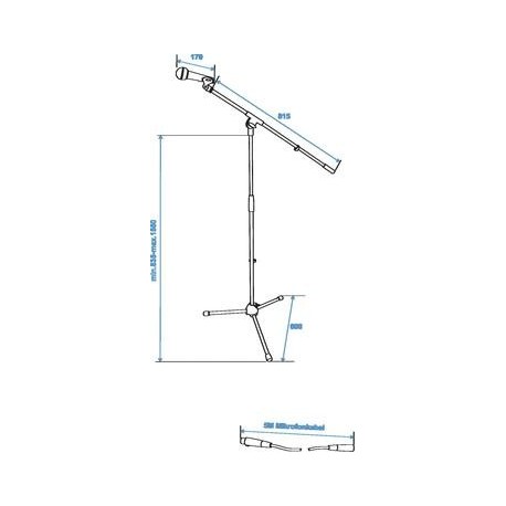 Set microfon + stativ (include nuca + cablu 5m + husa), Omnitronic CMK-10