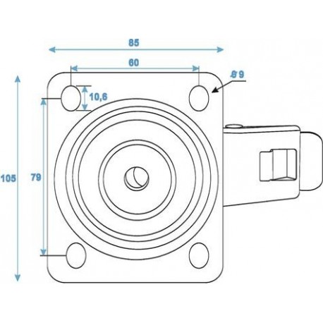 Roti albastru deschis 100mm, cu sistem de franare, Swivel 30004007