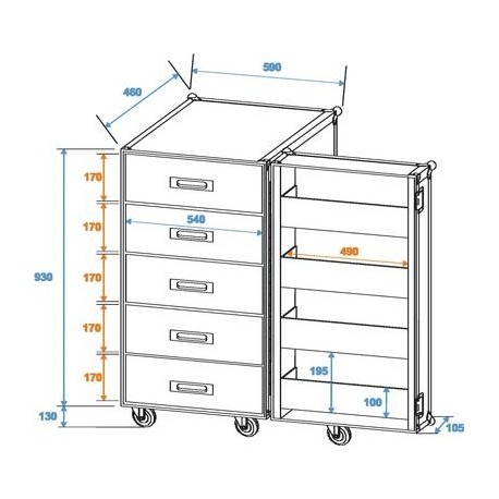 Universal drawer case with wheels, Roadinger TSF-1 (30126428)