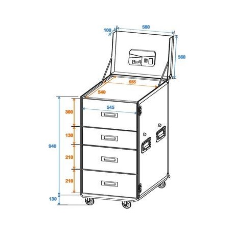Universal drawer case with wheels, Roadinger WDS-1 (3012642A)
