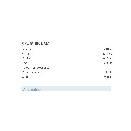 Bec pentru PAR-64, Omnilux PAR-64 240V/500W GX16d NSP 300h H (88145105)