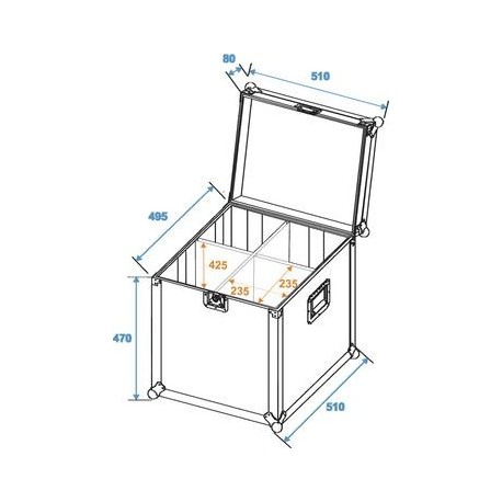 Flightcase pentru 4x PAR-64 spot, long, Roadinger 31000810