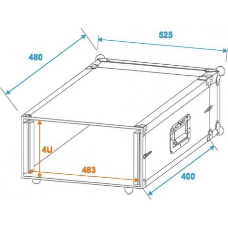 Flightcase pentru unitate rack 4U 483mm (19Â¨), Roadinger Effect rack CO DD, 4U, 38cm deep, black (30107220)