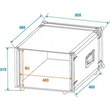 Rackcase 6U 483mm (19Â¨), Roadinger Effect rack CO DD, 6U, 38cm deep, black (30107240)