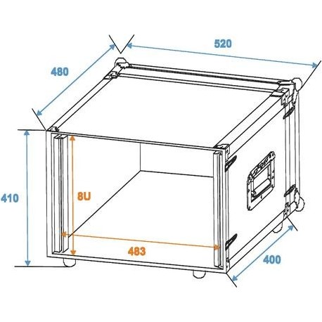Rackcase 8U 483mm (19Â¨), Roadinger Effect rack CO DD, 8U, 38cm deep, black (30107260)