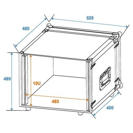 Flightcase pentru unitate rack 10U 483mm (19Â¨), Roadinger Effect rack CO DD, 10U, 38cm deep, black (30107270)