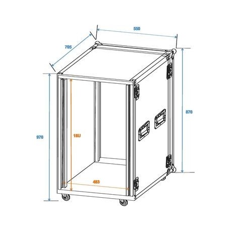 Flightcase amplificator pentru rack 18U, cu roti, Roadinger Amplifier rack PR-2ST, 18U, 57cm wheels (3010980M)