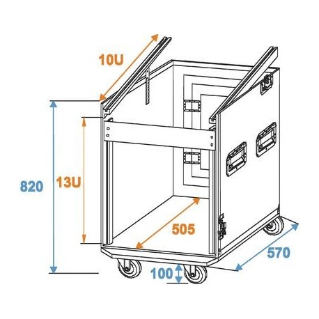 Flightcase combo 12U cu roti, Roadinger 30110001
