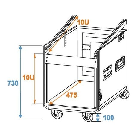 Flightcase combo 10U cu roti, Roadinger 3010999N