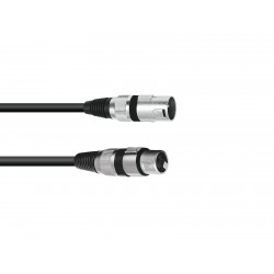 Cablu XLR mama - XLR tata, 3 pini, 0,5m, negru, Omnitronic 30220400