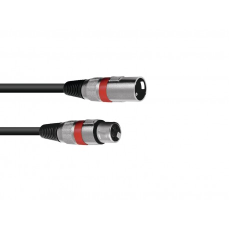 Cablu XLR mama - XLR tata, 3 pini, 0,5m, rosu, Omnitronic 30220401