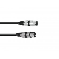 Cablu XLR mama - XLR tata, 3 pini, 1,5m, negru, Omnitronic 3022045N