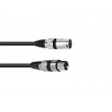 Cablu XLR mama - XLR tata, 3 pini, 1,5m, negru, Omnitronic 3022045N