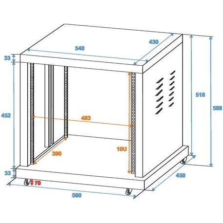 Rack 10U ROADINGER Steel rack SR-19, 10U
