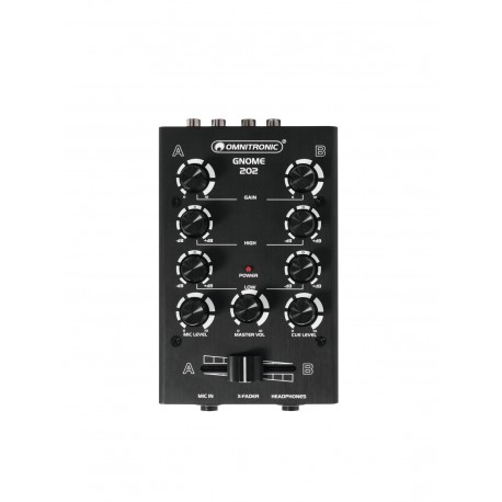 Mini-mixer DJ cu 2 canale, negru, Omnitronic GNOME-202 Black