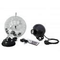 Set sfera cu oglinzi 20cm + motor + proiector LED + telecomanda IR, Eurolite 50101857